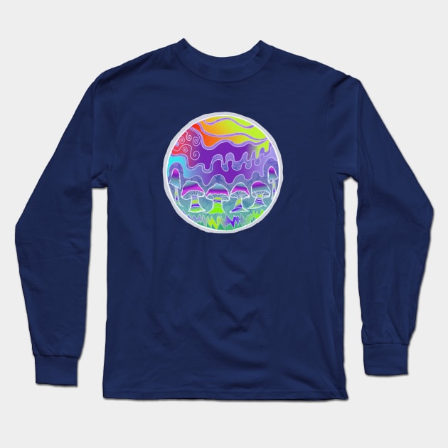 Shrooms in batik style Long Sleeve T-Shirt by Aurora X